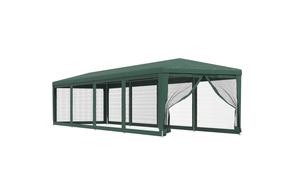 Vidaxl 319248 Party Tent With 10 Mesh Sidewalls Green 3x12 M Hdpe