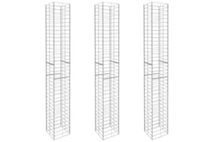 vidaXL 145088 Gabion Baskets 3 Pcs Galvanised Steel 25x25x197cm