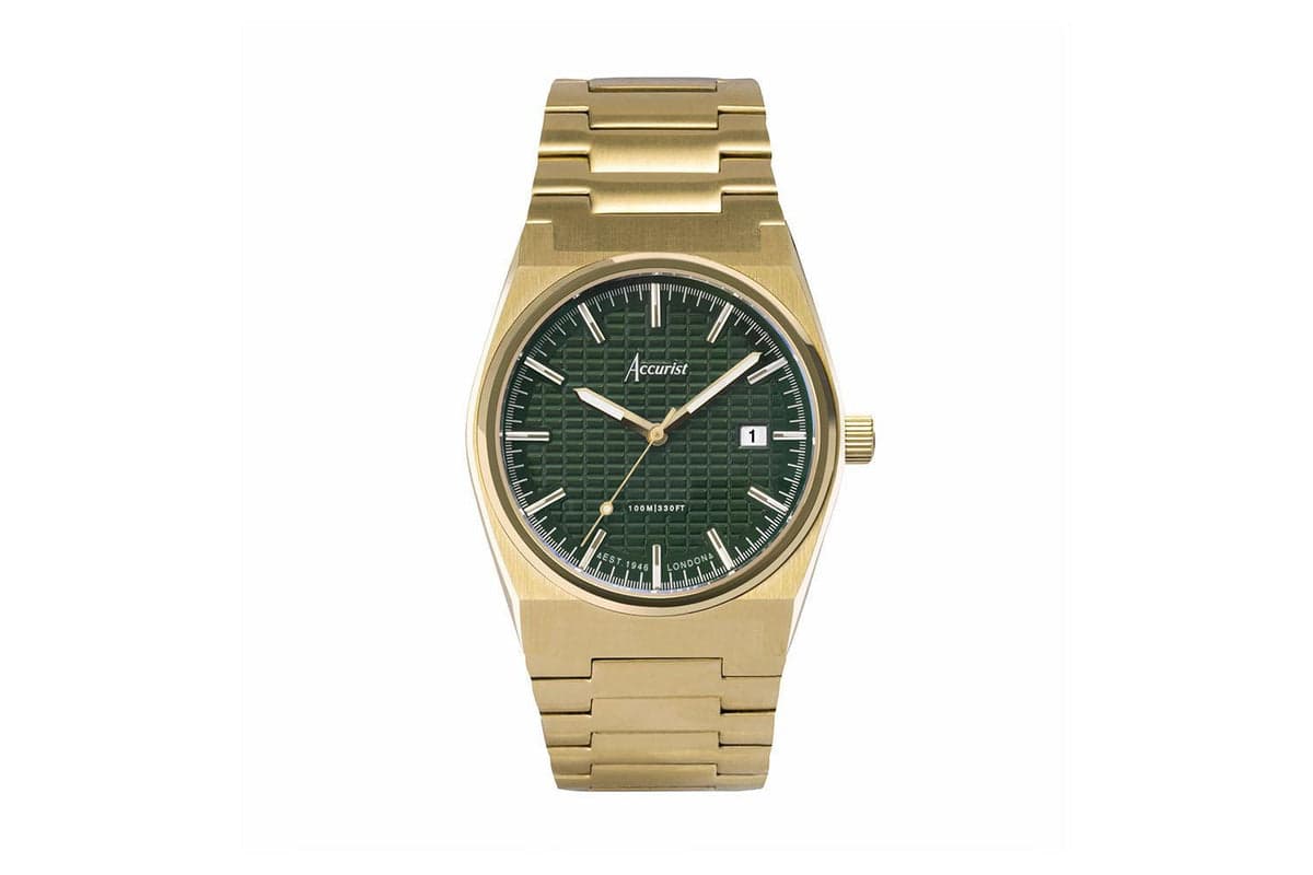Accurist Origin Men's Watch | Gold Case & Stainless Steel Bracelet With Fir Green Dial | 41mm