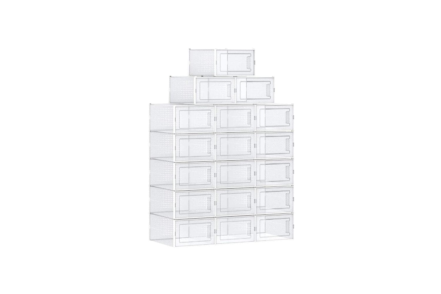 Songmics Stackable Shoe Organizers | Pack 18 | Transparent & White
