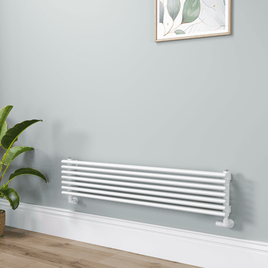 Ventura Linea White Oval Unique Designer Radiator 245x1200mm Single Panel 1553 BTU - Horizontal Bars