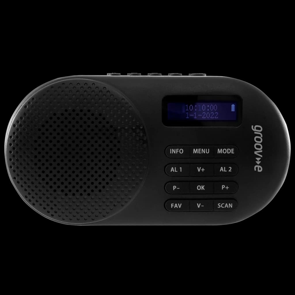 Groov-e Milan Rechargeable DAB/FM Radio with Bluetooth - Black | GVDR05BK