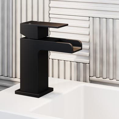 Black Waterfall Cloakroom Mono Basin Mixer Tap - Quadra