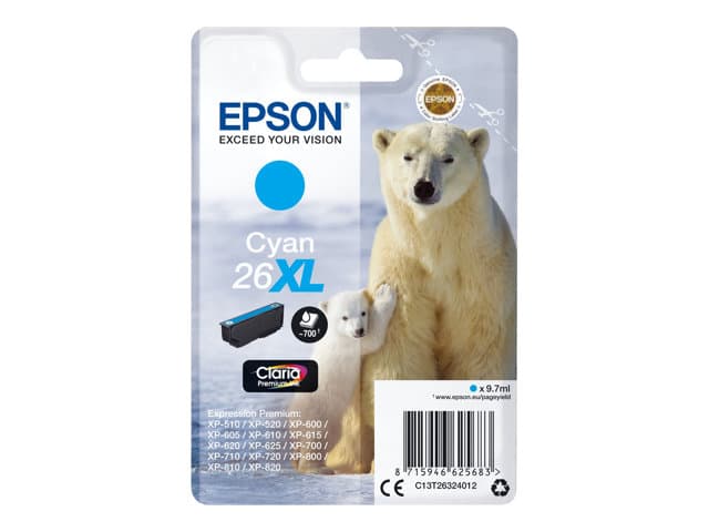 EPSON - 26XL - XL - cyan - original - ink cartridge