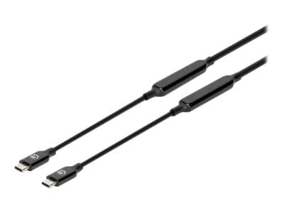 MANHATTAN - USB-C to USB-C Cable, 5m, Active, Male to Male, Black, 10 Gbps (USB 3.2 Gen2 aka USB 3.1), 3A (fast charging), SuperSpeed+ USB, Lifetime Warranty, Polybag - USB-C cable - 24 pin USB-C to 24 pin USB-C - 5 m