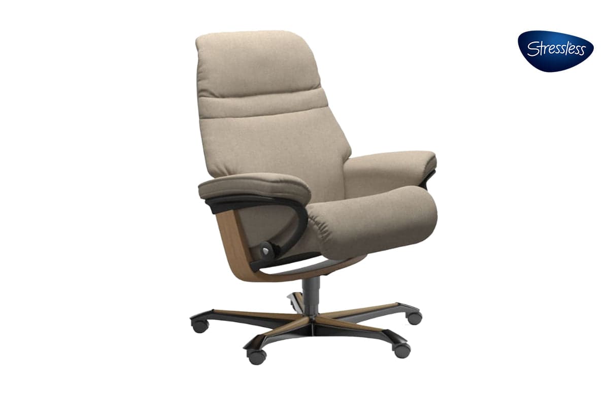 Stressless Sunrise Recliner Office Wood Base | Leather | Beige