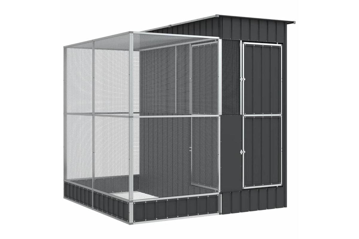 Aviary With Extension Silver 209x203x216 Cm Steel