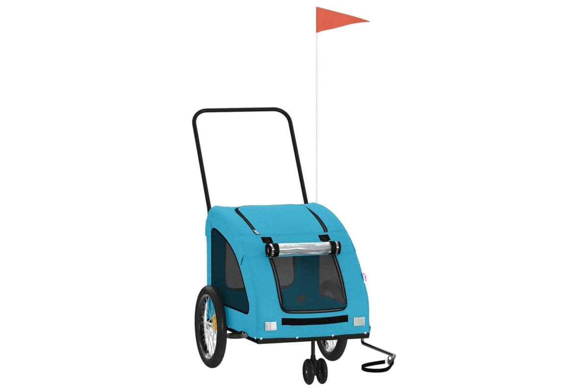 Vidaxl Pet Bike Trailer Blue Oxford Fabric And Iron