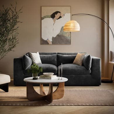 Charcoal Grey Velvet 3 Seater Sofa - Hudson