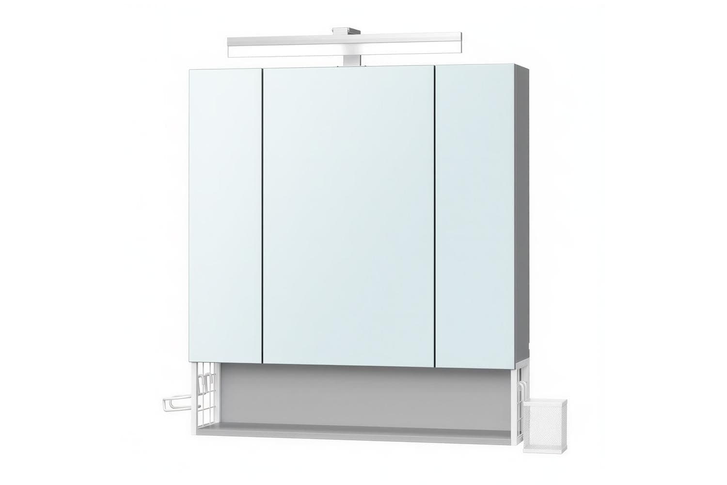 Wall-mounted Bathroom Cabinet With Mirror And 3 Doors | Bathroom Cabinet With Lights | Grey | 70.1cm