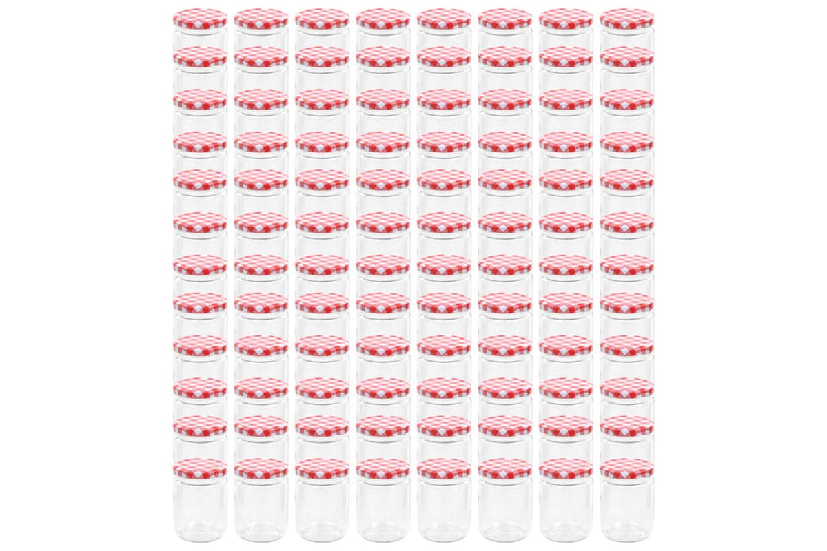 Vidaxl 50799 Glass Jam Jars With White And Red Lid 96 Pcs 230 Ml