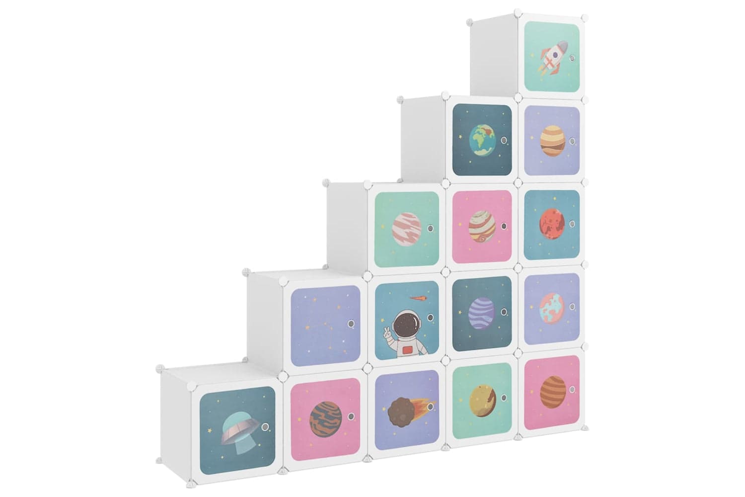 Vidaxl 340575 Cube Storage Cabinet For Kids With 15 Cubes White Pp