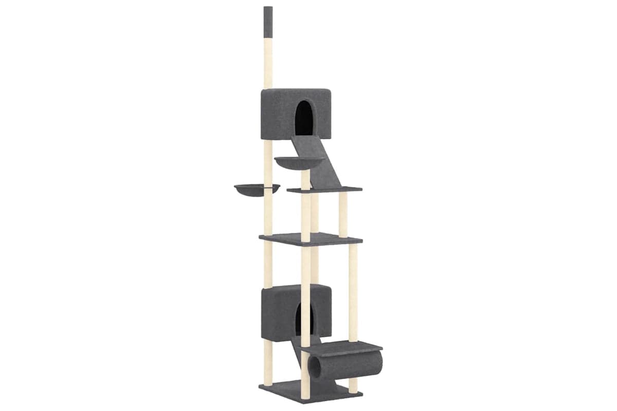 vidaXL 171614 Floor To Ceiling Cat Tree Dark Grey 277-303cm