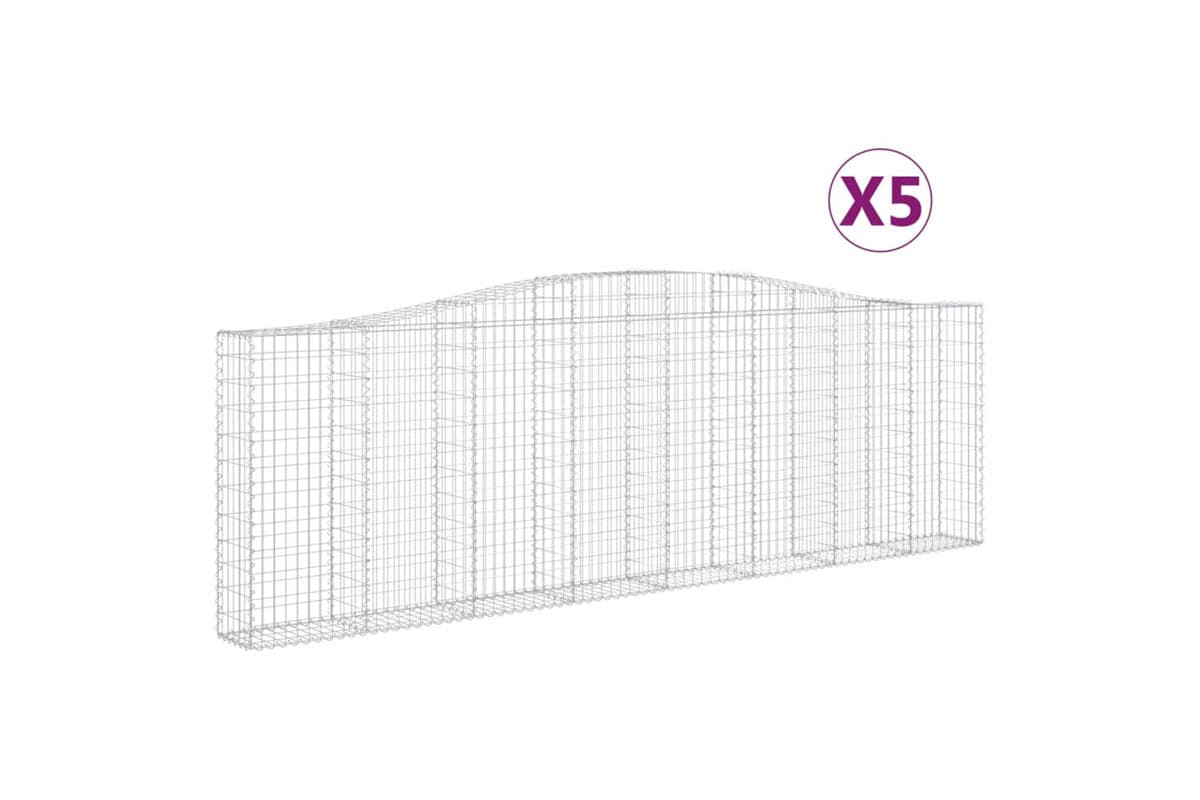 vidaXL 3145842 Arched Gabion Baskets 5 Pcs 400x30x120/140cm Galvanised Iron