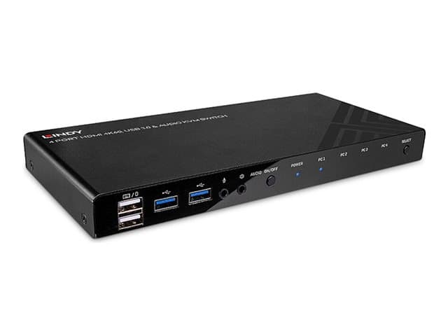 Lindy - KVM / audio / USB switch - HDMI 4K60, USB 3.0 - 4 ports