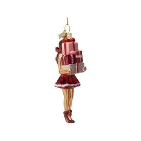 Girl with Gift Boxes Glass Tree Decoration 11cm