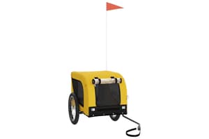 Vidaxl 94001 Pet Bike Trailer Yellow And Black Oxford Fabric And Iron