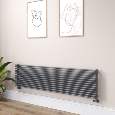 Ventura Linea Dark Grey Anthracite Oval Unique Designer Radiator 455x1800mm Single Panel 4594 BTU - Horizontal Bars