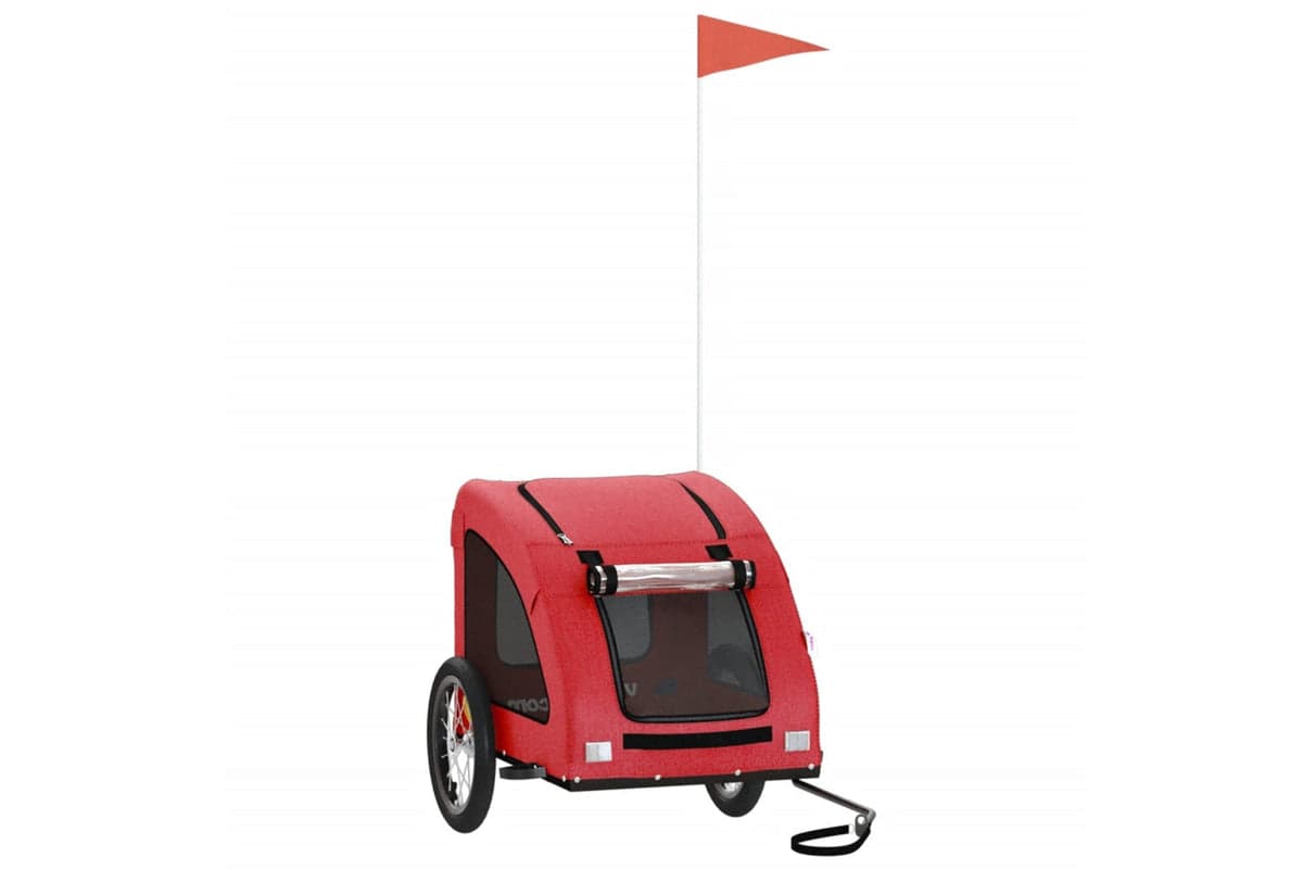 Vidaxl 93957 Pet Bike Trailer Red Oxford Fabric And Iron