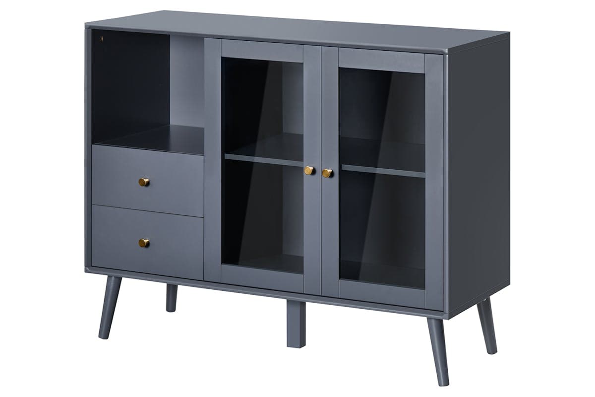 Homcom 2 Glass Doors Sideboard | Storage | Grey
