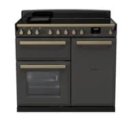 Rangemaster Estel Deluxe 100cm Induction Range Cooker - Slate with Brass Trim | ESDL100EIPSLT/AB1