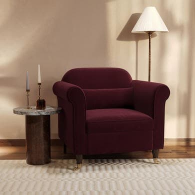 Burgundy Velvet Traditional Armchair - Ramona
