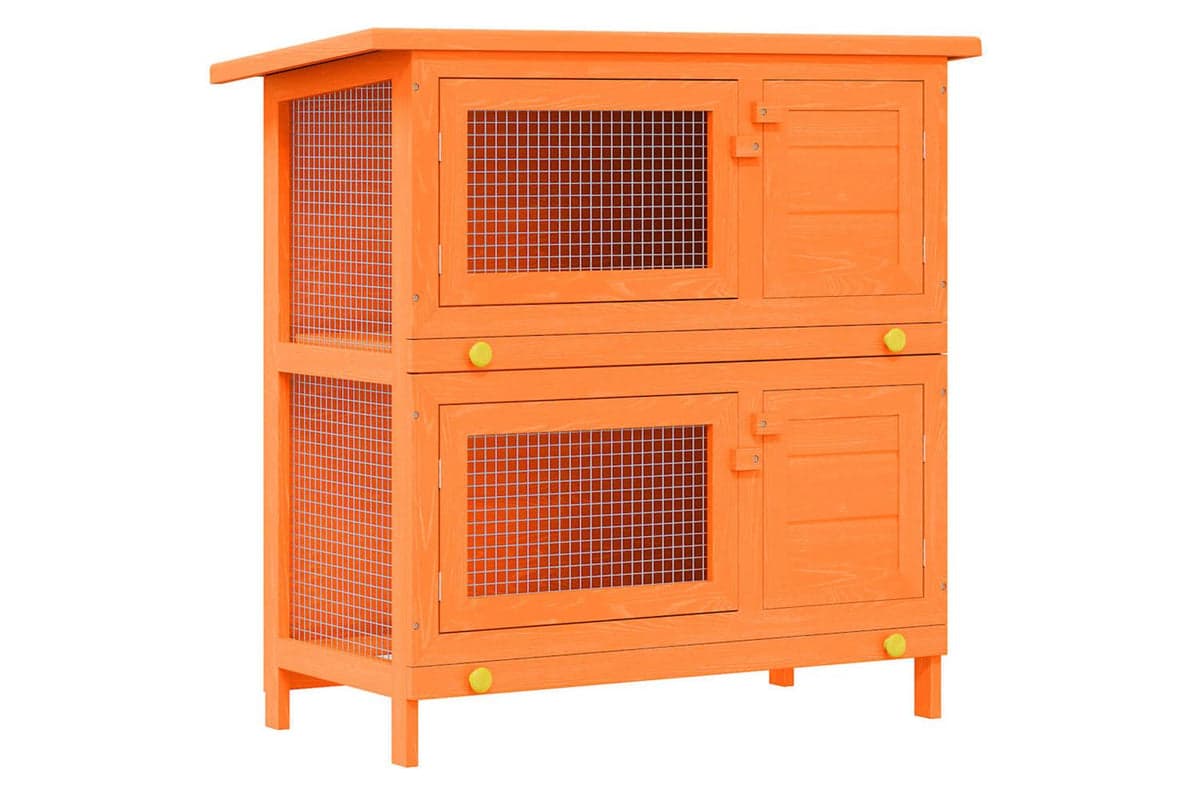 Vidaxl Outdoor Rabbit Hutch Small Pet Cage 4 Door Wood