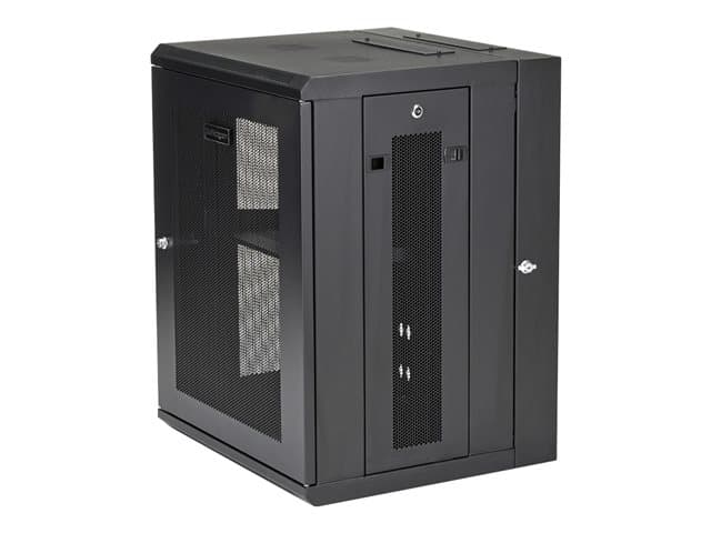 STARTECH.COM - Startech 15U 19" Wall Mount Network Cabinet, 16" Deep Hinged Locking IT Network Switch Depth Enclosure, Assembled Vented Computer Equipment Data Rack with Shelf & Flexible Side Panels - 15U Vented Cabinet - Rack cabinet - 4-post - wall mountable - black -