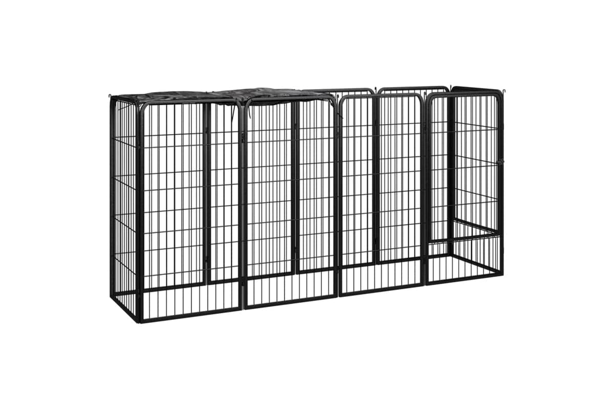 vidaXL 3115948 10-panel Dog Playpen Black 50x100cm Powder-coated Steel