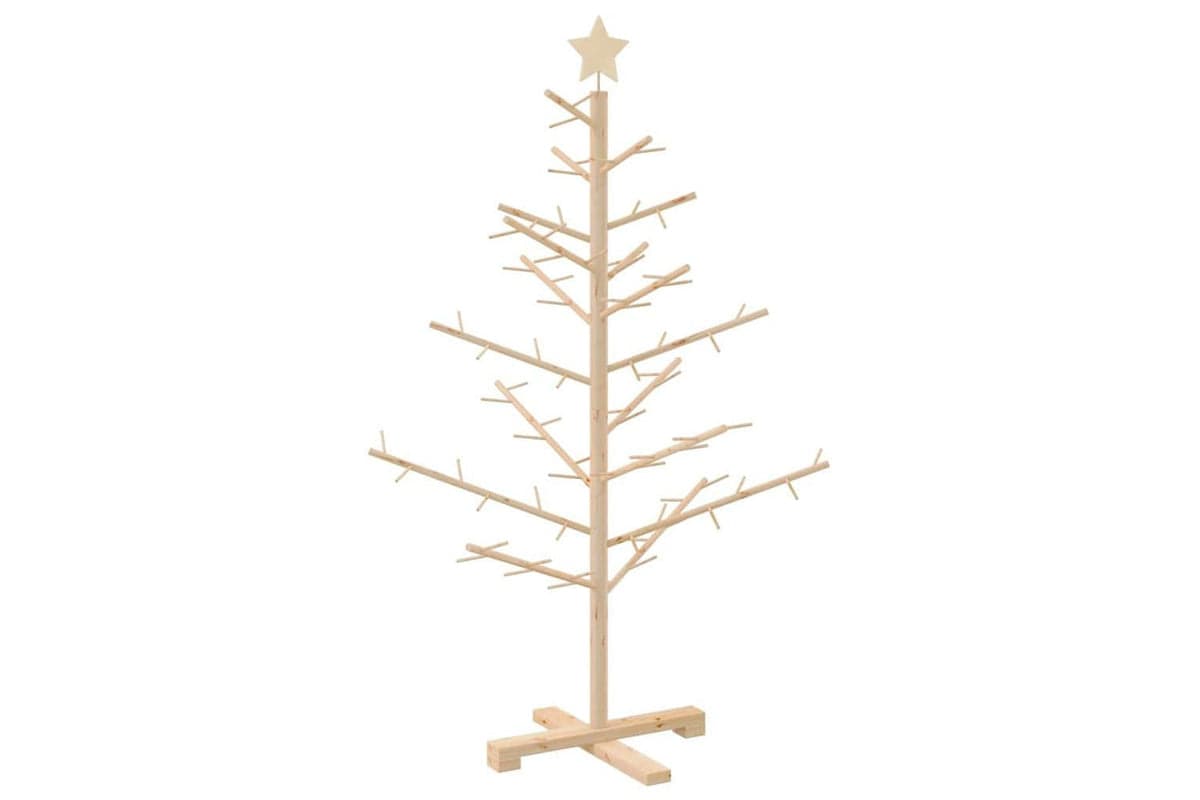 Vidaxl Wooden Christmas Tree With Stand Natural 125 Cm Solid Pine Wood