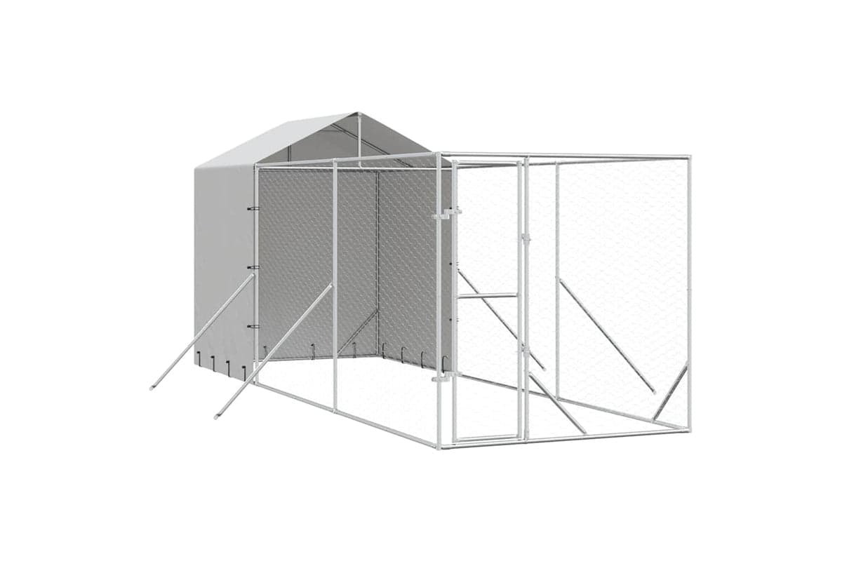 Vidaxl 3190475 Outdoor Dog Kennel With Roof Silver 2x6x2.5 M Galvanised Steel