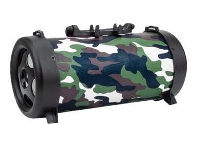 MANHATTAN - Camouflage Bluetooth Speaker (Clearance Pricing), Decent Sound Output (3W), 3 hour Playback time, FM Radio, Range 10m, microSD card reader (32GB), Aux 3.5mm connector, USB-A charging cable included, 1200mAH battery,