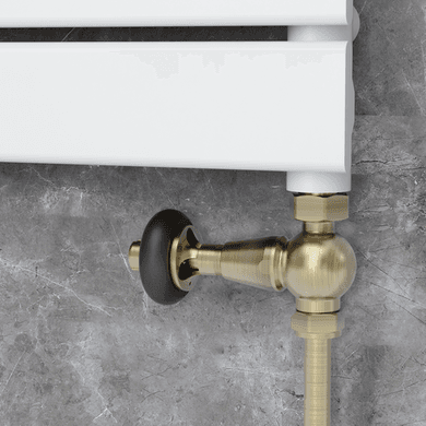 Maesta Antique Brass Traditional TRV Straight Thermostatic Radiator Valves With Lockshield