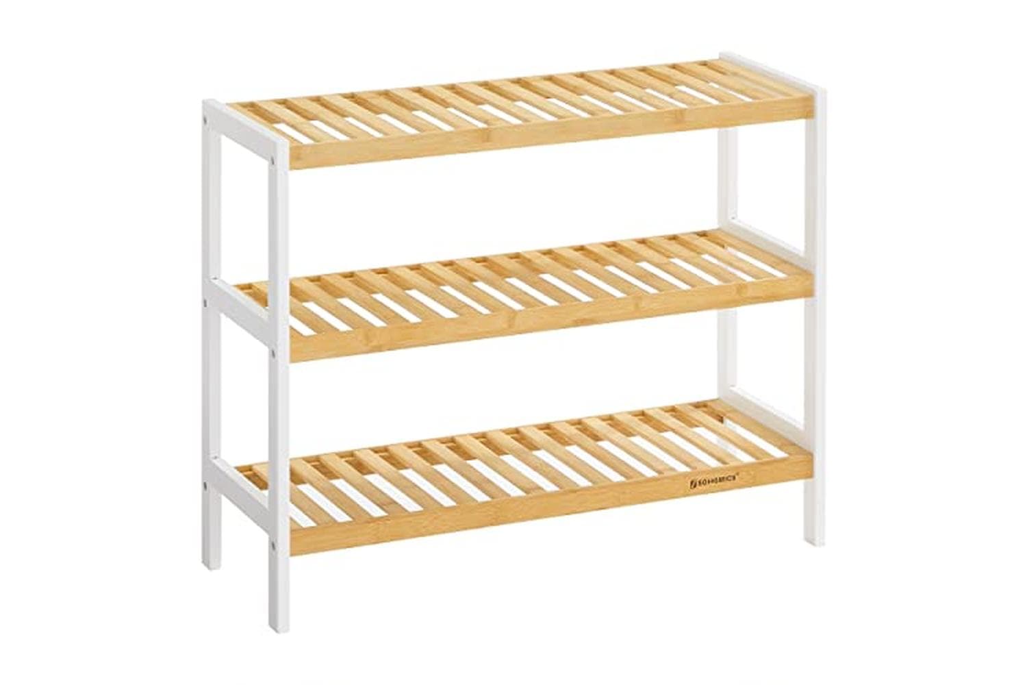 Songmics LBS03H 3 Tier Bamboo Shoe Rack | Natural White