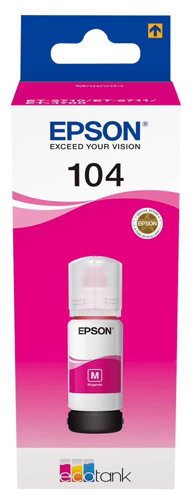 Epson 104 C13T00P340, EcoTank 65ml, 7500 Page Yield, Printer Ink, Magenta