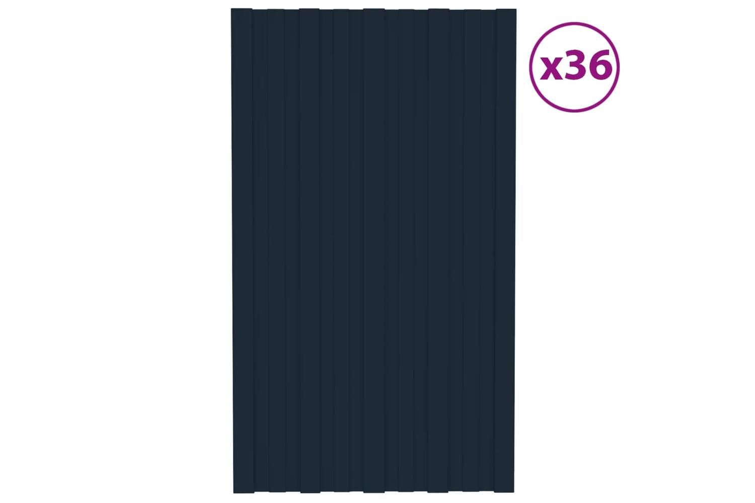vidaXL 317204 Roof Panels 36 Pcs Galvanised Steel Anthracite 80x45cm