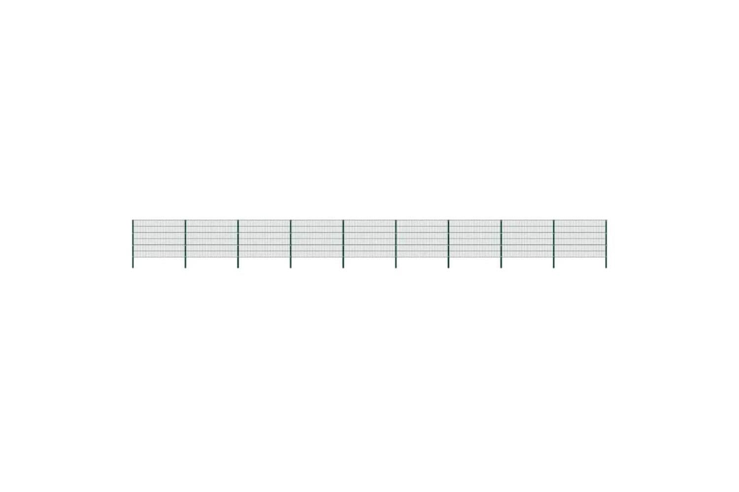 Vidaxl 278669 Fence Panel With Posts Iron 15.3x1.2 M Green