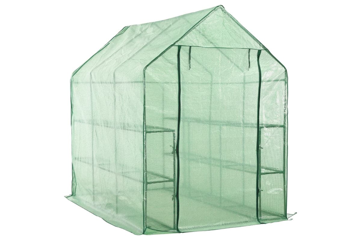 vidaXL 46913 Walk-in Greenhouse With 12 Shelves Steel 143x214x196cm