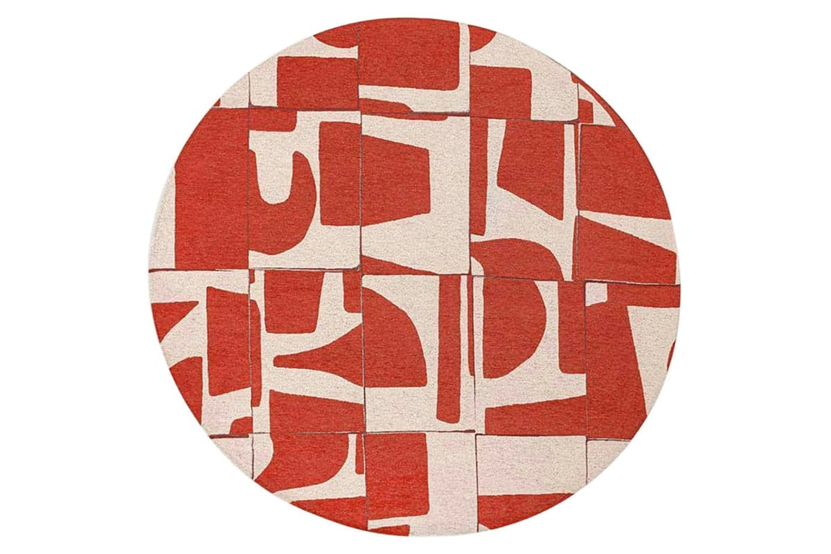 Louis De Poortere | Papercut Indoor Eco Round Rug | Red/White | 240 x 240 cm