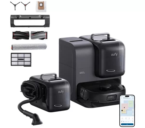 EUFY Omni E28 Robot Vacuum & Mop with All-in-One Station & Portable Deep Cleaner - Black