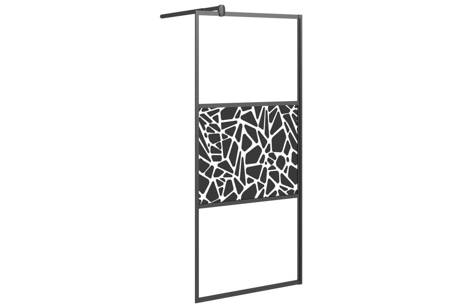 Vidaxl 151880 Walk-in Shower Wall 80x195cm Esg Glass With Stone Design Black
