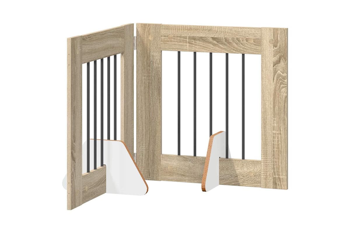 Vidaxl Foldable Dog Gate With Stands 2 Pcs Sonoma Oak 1205 Cm