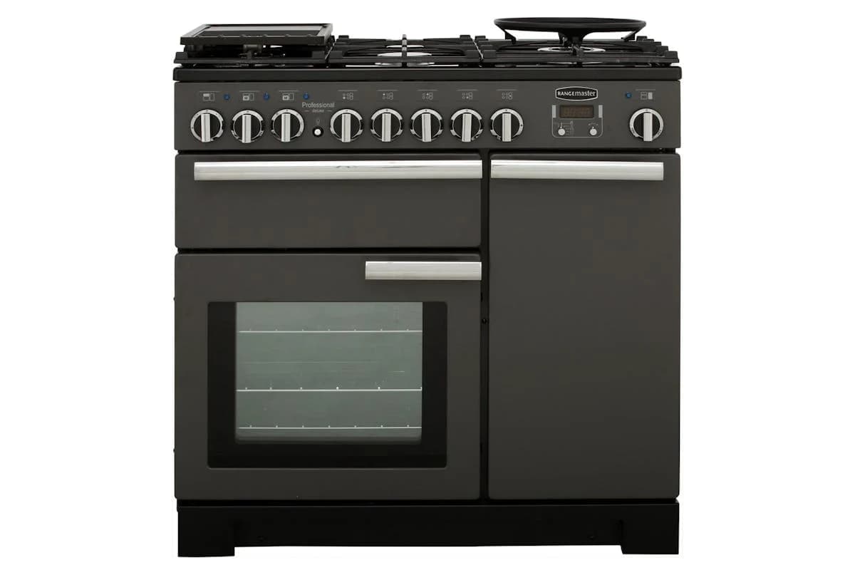 Rangemaster Professional Deluxe 90cm Dual Fuel Range Cooker | PDL90DFFGB/C | Black