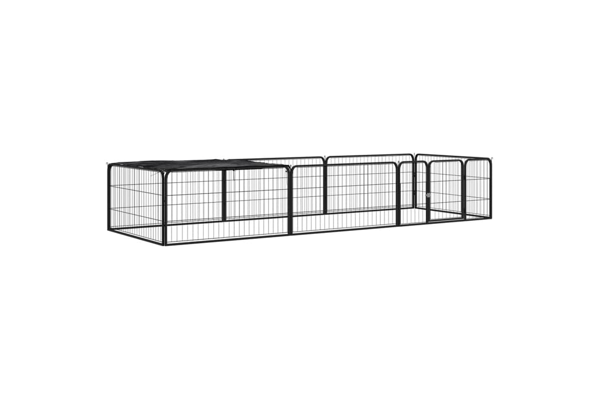 vidaXL 3115976 8-panel Dog Playpen Black 100x50cm Powder-coated Steel