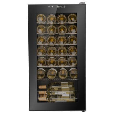 electriQ 28 Bottle Capacity Freestanding Wine Cooler -  Black