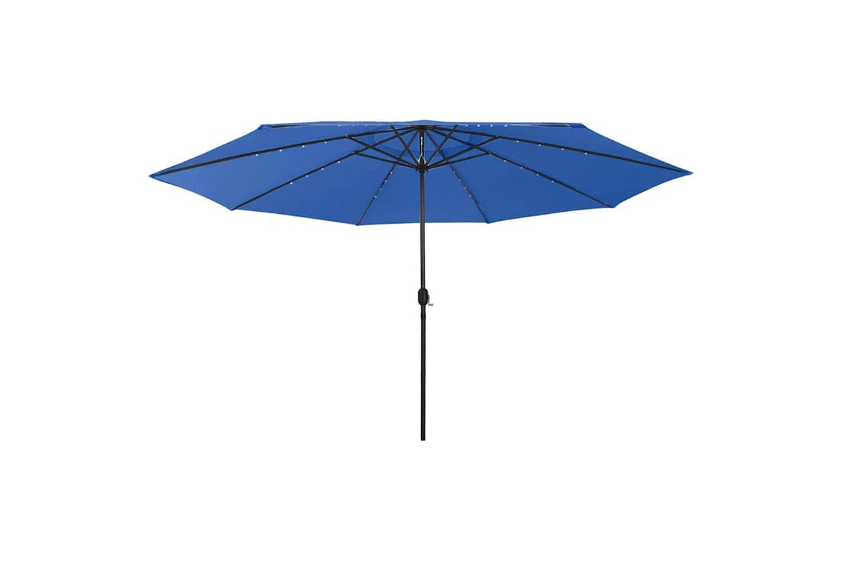 vidaXL 312537 Outdoor Parasol With Led Lights And Metal Pole 400cm Azure Blue