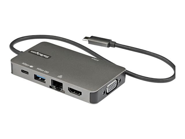 STARTECH.COM - Startech USB-C Multiport Adapter, USB-C to 4K 30Hz HDMI or 1080p VGA, USB Type-C Mini Dock with 100W Power Delivery Passthrough, 3-Port USB 3.0 Hub 5Gbps, GbE, 12" Long Attached Cable - Works w/ Thunderbolt 3 (DKT30CHVPD2)