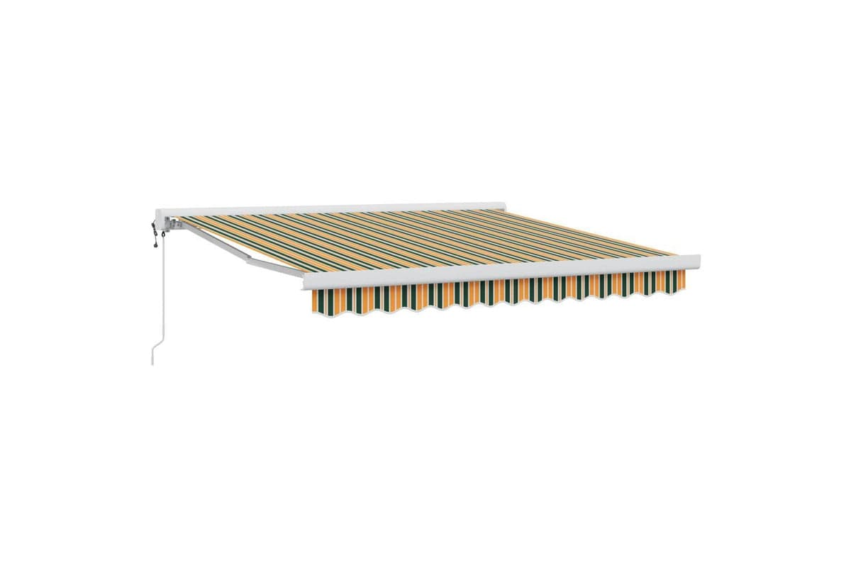 Vidaxl Retractable Awning Green And Yellow 350 X 250 Cm Fabric Metal