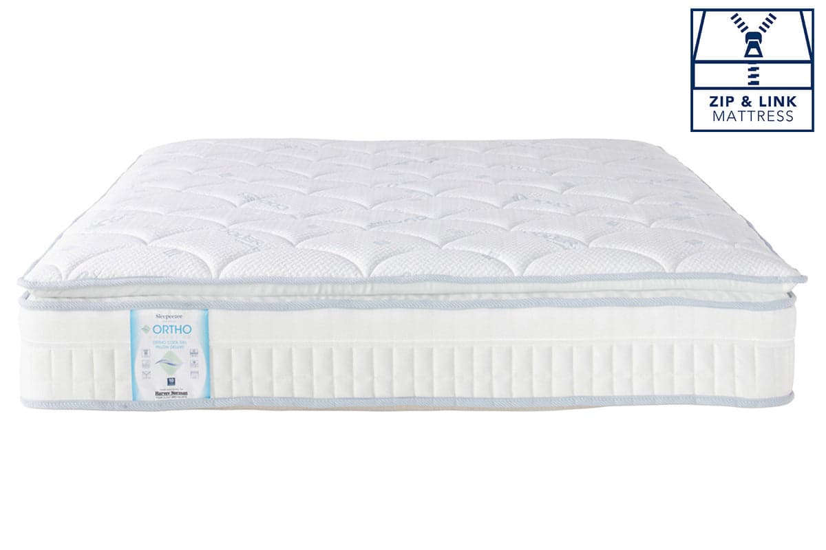 Sleepeezee | Ortho Cool Gel Pillow Deluxe Motion Mattress | Super King Zip & Link | 6ft