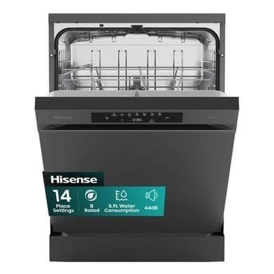 Hisense Hi4 Freestanding Dishwasher - Auto dry B-Rated Black